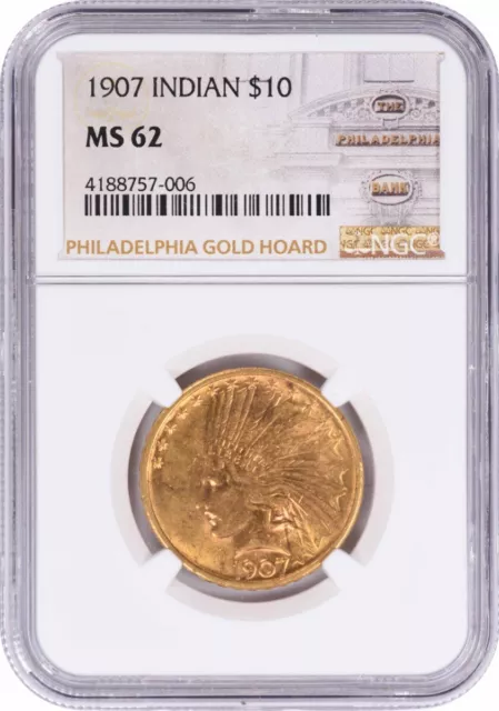 1907 $10 Gold Indian No Motto MS62 NGC