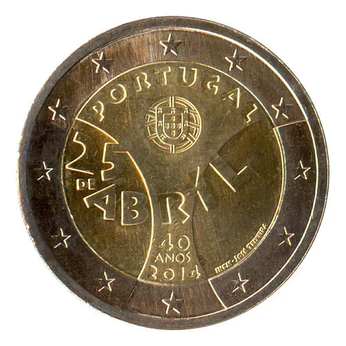 Pièce commémorative de 2 euros - Portugal 2014 - la Révolution des oeillets