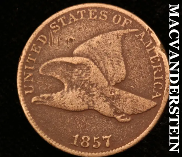 1857 Flying Eagle Cent-Semi Key Better Date #O1243