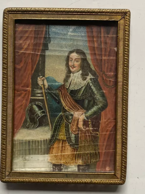 Ferdinando I. de' Medici - Aquarell 18.Jahrhundert - Messingrahmen 12 x 8,5 cm