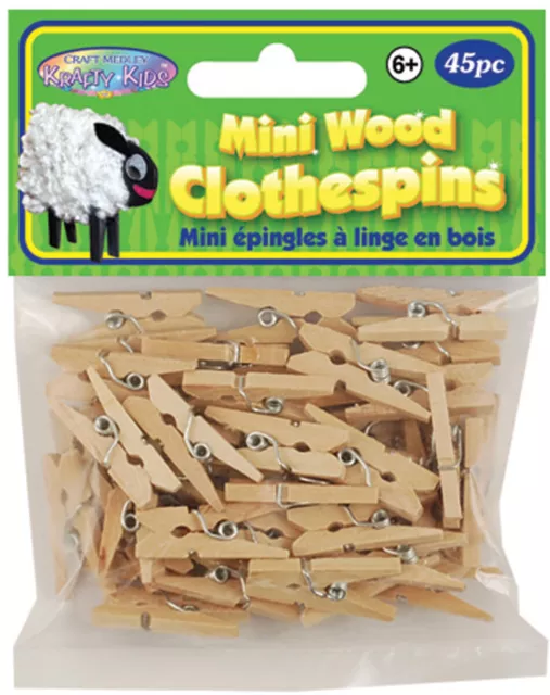 Krafty Kids Mini Wood Clothespins-Natural 1" 45/Pkg CW600