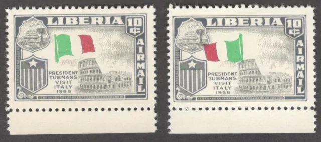 Liberia #C114 1958 ITALY Flag Inverted error MNH