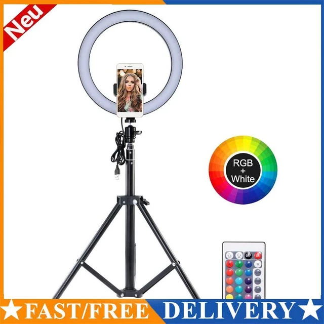 10 Inch LED Selfie Ring Light RGB Circle Fill Light for Makeup Live Streaming
