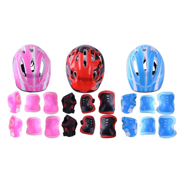 7 pcs Boys Girls Kids Safety Skating Bike Helmet Knee Elbow Protective Gear Set