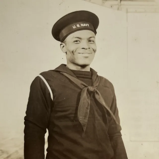 Vintage RPPC Postcard Photograph Black African American Man US Navy Sailor