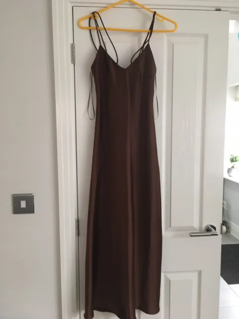 Zara Satin Slip Camisole Dress Brown Size S