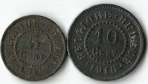 Belgique Occupation Allemande.5 et 10 centimes 1916.