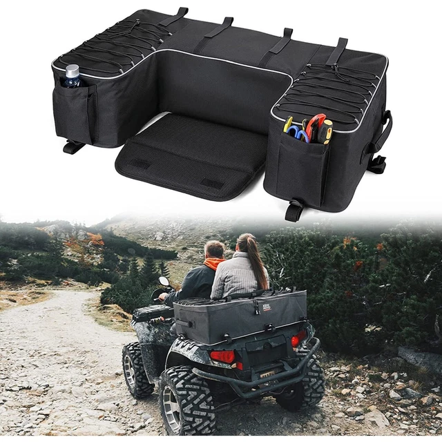 ATV Storage Back Seat Rest Mount 4 Wheeler Cargo Camo Padded Zipper Pockets Bag