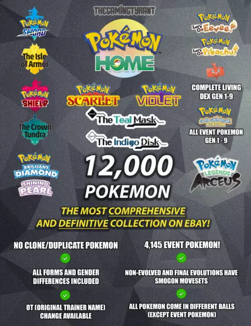 Pokemon Home Complete Living Dex Collection 12,000 Pokemon