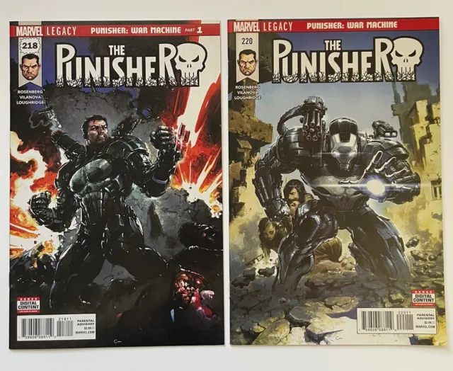 PUNISHER 218 & 220 1st Print Punisher as War Machine 2018 Marvel Clayton Crain