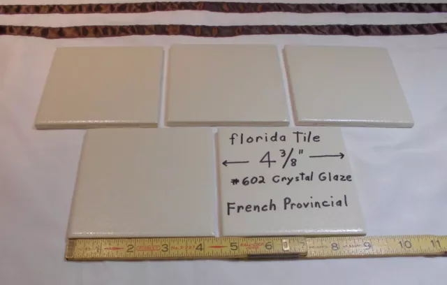 5 pcs. *Beige - Off White* Ceramic Tiles  4-3/8" Crystal Glazed by Florida Co.