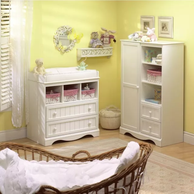 White Baby Changing Table Station South Shore Savannah 2 Drawer Pure Furniture