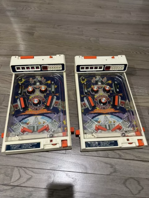 2 Vintage 1979 TOMY Atomic Arcade Tabletop Pinball Machine Both Missing Legs