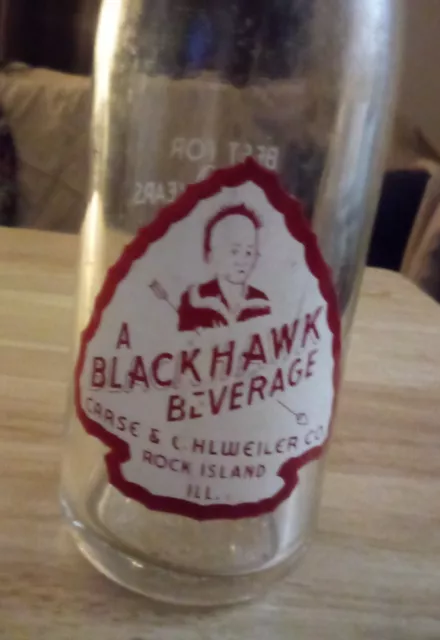 Rare Blackhawk Beverage Bottle Carse & Ohlweiler CO Rock Island IL