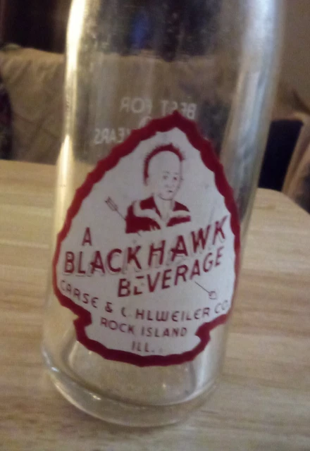 Rare Blackhawk Beverage Bottle Carse & Ohlweiler CO Rock Island IL