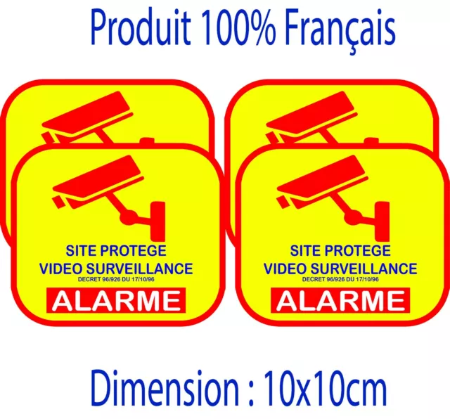 Autocollant site protégé LOT DE 4 stickers - video surveillance
