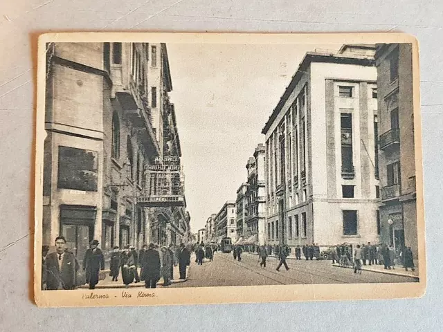 cartolina palermo via roma formato grande 1941