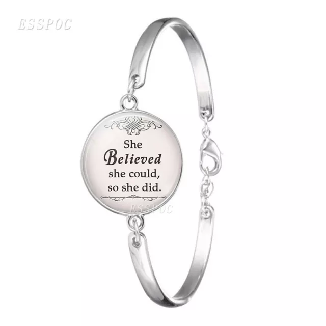 She Believed She Could So She Did Stainless Steel Adjustable Bracelet