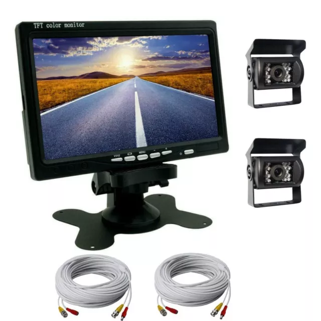 Kit retromarcia 2x Telecamera per camper, auto, Monitor LCD 7" CAVO CAMERA