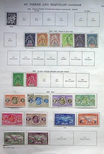 ST.PIERRE & MIQUELON: 1892-1927 - Ex-Old Time Collection - 2 Sides Page (56985)