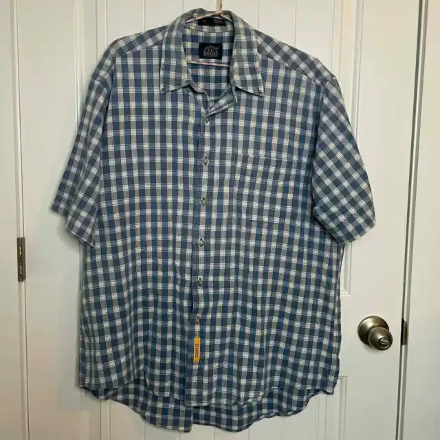 The Original BD Baggies Cloth Button Front Shirt Blue White Yellow Plaid
