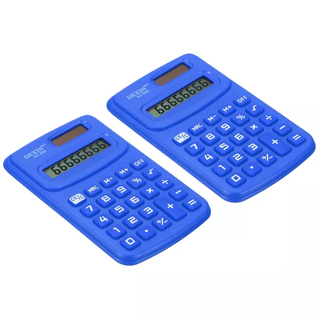 2Pcs Pocket Size Mini Calculator 8 Digit Power Calculator Blue