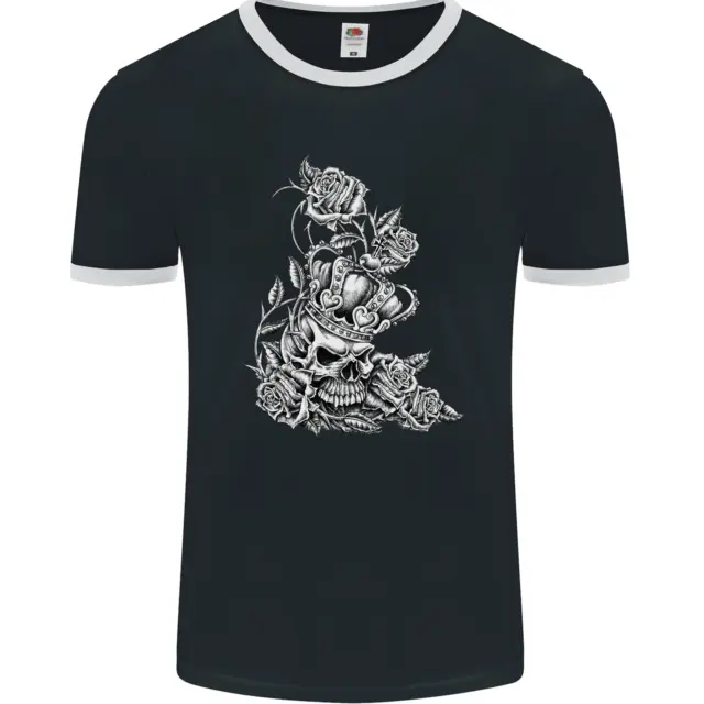 Skull Crown Biker Skull Gothic Heavy Metal Mens Ringer T-Shirt FotL