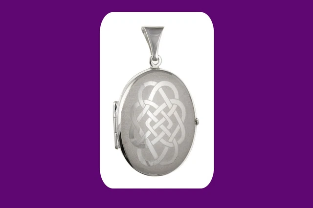 Silver Celtic Oval Locket 25 x 18mm Solid Sterling silver 925 Stamp All Lengths