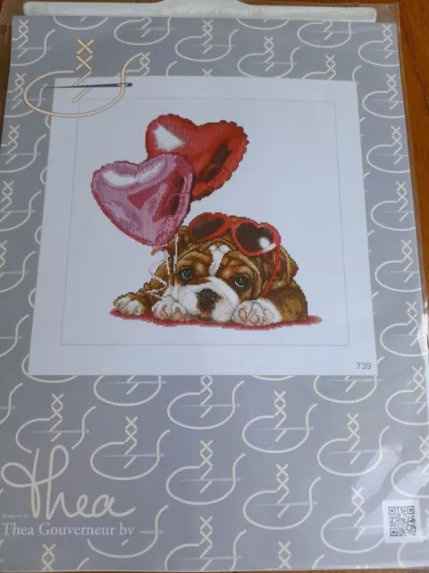 Thea Gouverneur cross stitch kit- 739 Valentine's Puppy