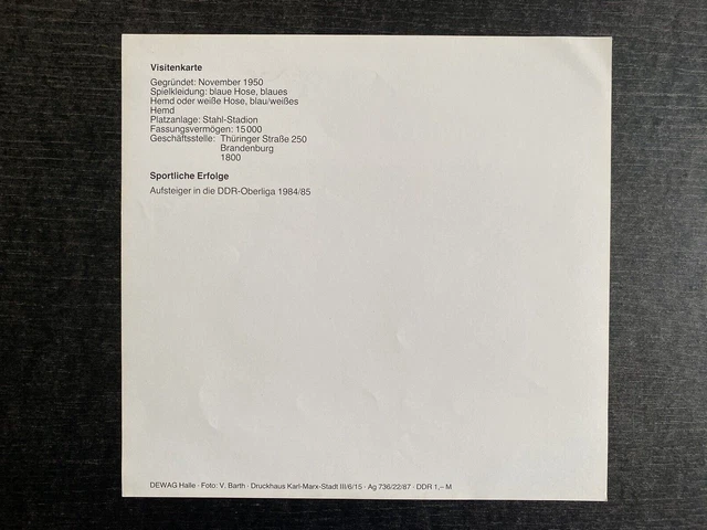 DDROBERLIGA 1986/87 MANNSCHAFTSBILD (Photo De L'Equipe) BSG Acier