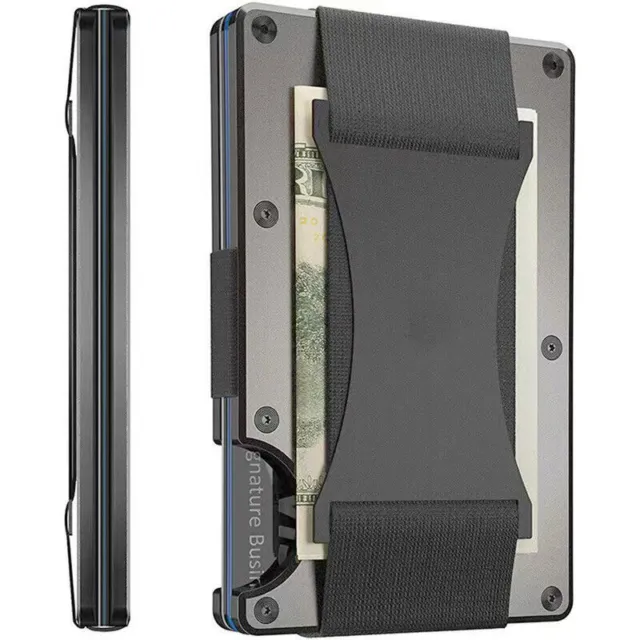 Men RFID Blocking Money Clip Slim Carbon Fiber Credit Card Holder Metal WalletS
