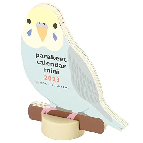 GREETING LIFE 2023 Animal DieCut Calendar Mini Desktop Parakeet C1459