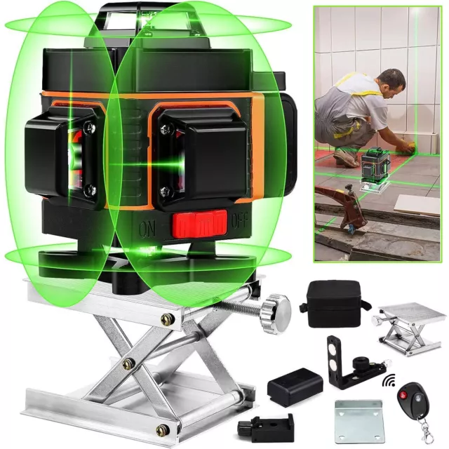 4D Laser Level 16 Line 360°Kreuzlinienlaser Laserlinie Selbstnivellierend+Stativ