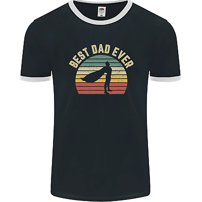 Best Dad Ever Superhero Funny Fathers Day Mens Ringer T-Shirt FotL