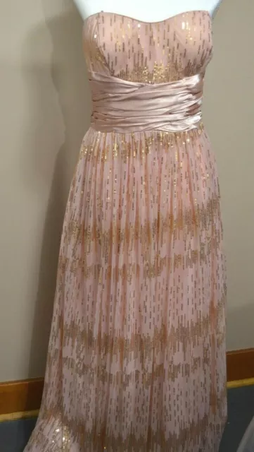HAILEY LOGAN Adrianna Papell Coral Gold FORMAL Maxi Dress Gown Junior Sz 11/12