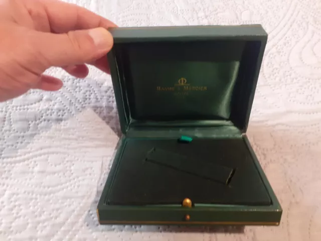 Rara scatola box per orologi Baume & Mercier Geneve originale vintage verde