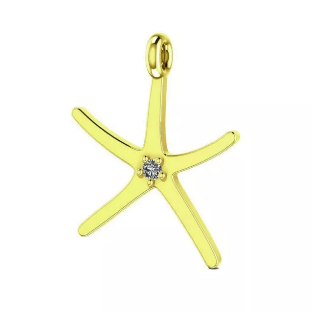 14k Gold Starfish Pendant 0.01 ct Natural Diamond Unique Charm Made in Israel