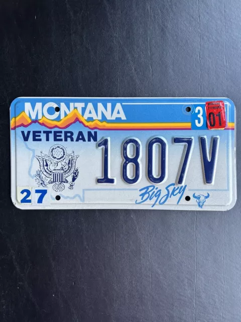 2001 Montana License Plate VETERAN 1807V
