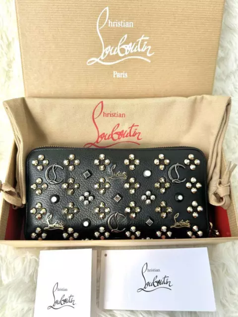 Christian Louboutin Zip Around Panettone Black Long Wallet Studs Italy Box Bag