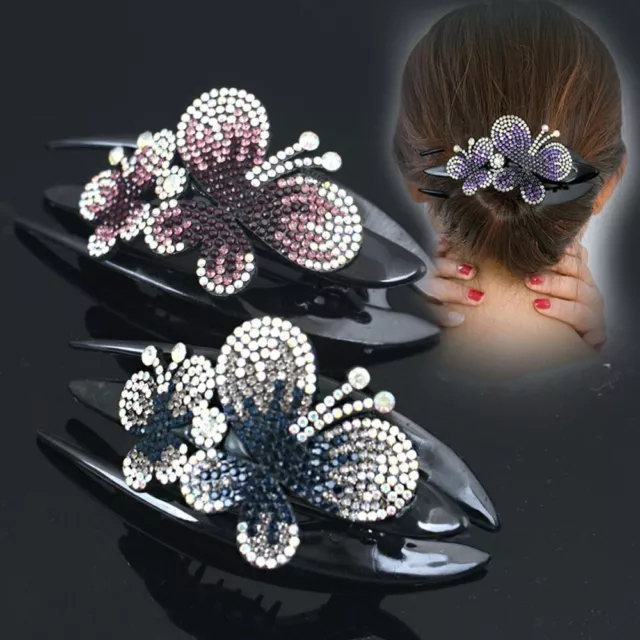 Clip per capelli strass farfalla anatra clip donna barrette cristallo forcine per capelli