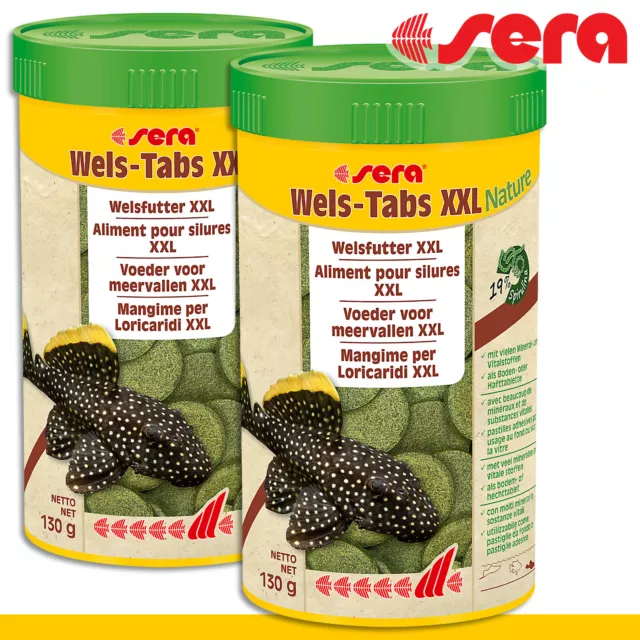 Sera 2x 250ml Wels-Tabs XXL Naturel Grundfische Croissance Nourriture Comprimés