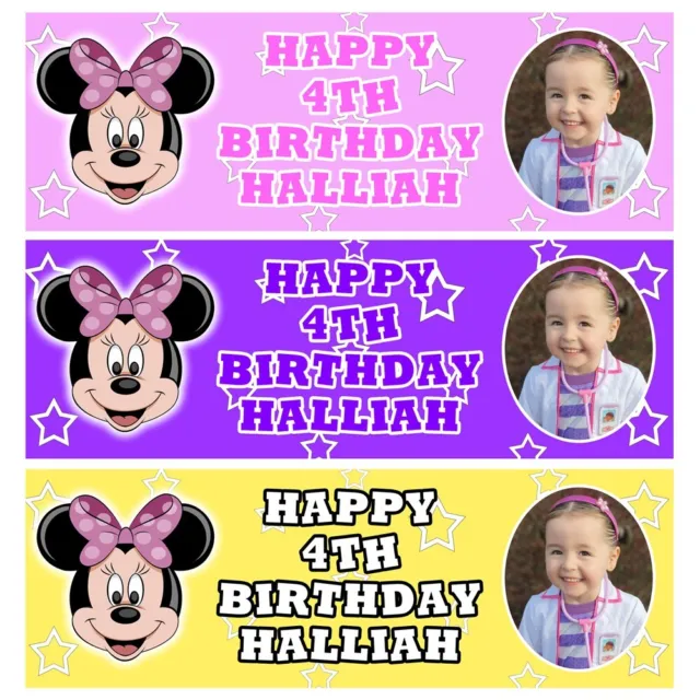 MINNIE MOUSE Personalised Birthday Photo Banners - Minnie Mouse Banners - Disney