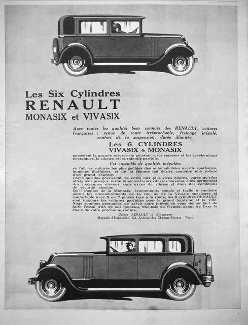 Publicité Ancienne Renault Viva 6 Cylindres 1935 – Originale Issue Magazine