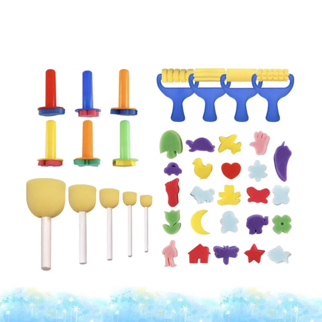 Pinceaux éponge Zhenghebuy - 20 Pièces | Manche Bois | Pour Enfants Peinture | DIY & Loisirs Créatifs