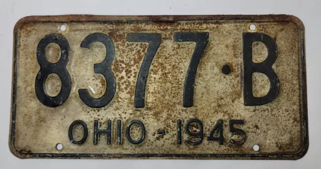 Vintage 1945 Ohio Passenger License Plate