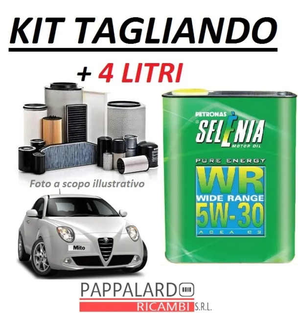 Kit Filtri Tagliando + Olio Selenia 5W30 Alfa Romeo Mito 1.3 Multijet 85Cv 95Cv
