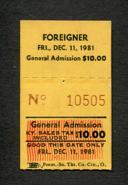 Original 1981 Foreigner Concert Ticket Stub Louisville Head Games