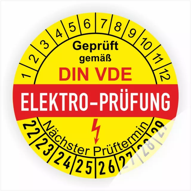 Prüfplaketten VDE Elektro-Check Ø:20-30mm Staffelpreise Wartung Plaketten Siegel