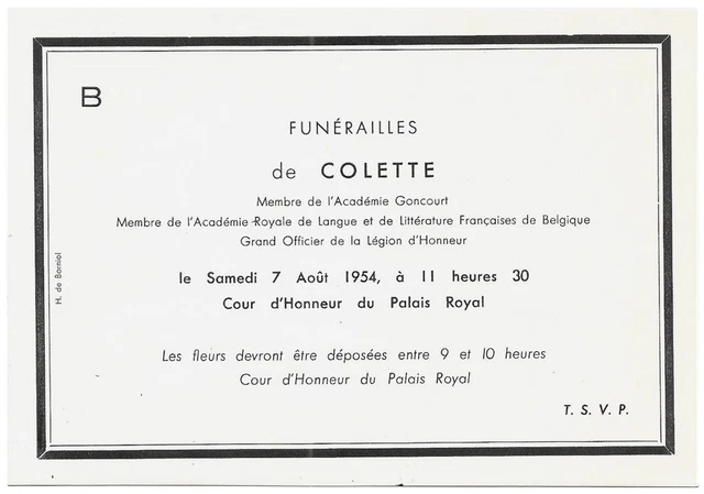 FAIRE PART DE décès Joséphine Marie Louise de la Ville de Férolles des