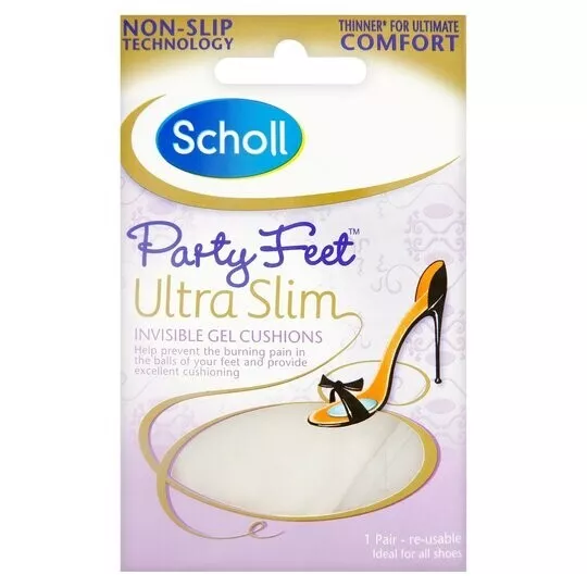 Scholl Party Feet Ultra Slim Invisible Gel Cushions-  1 Pair - Non-Slip/ Comfort